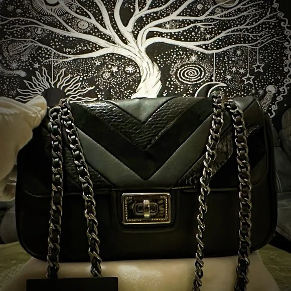 Y2K Karl Lagerfeld Black Chevron Chain Shoulder Bag ❌60% OFF SALE❌ make offer - Picture 8 of 13